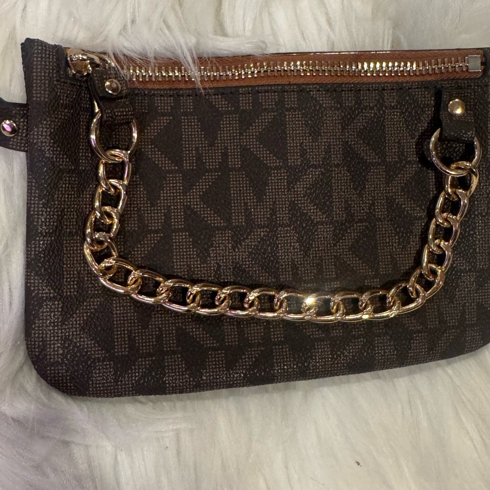 Michael Kors Brown and Gold Chain Belt Bag Size: S/M